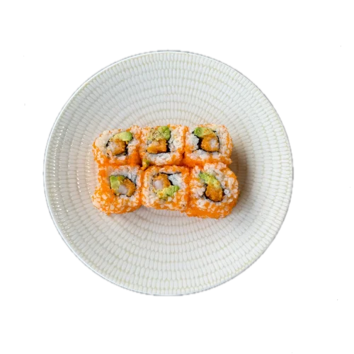 Masago rolls Crevette tempura avocat